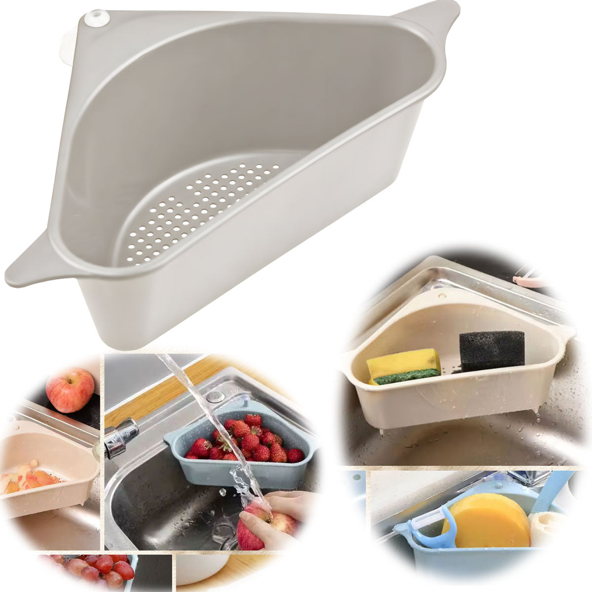 LS-LebenStil Küche & Haushalt Spülbecken Organizer Dreieck Beige