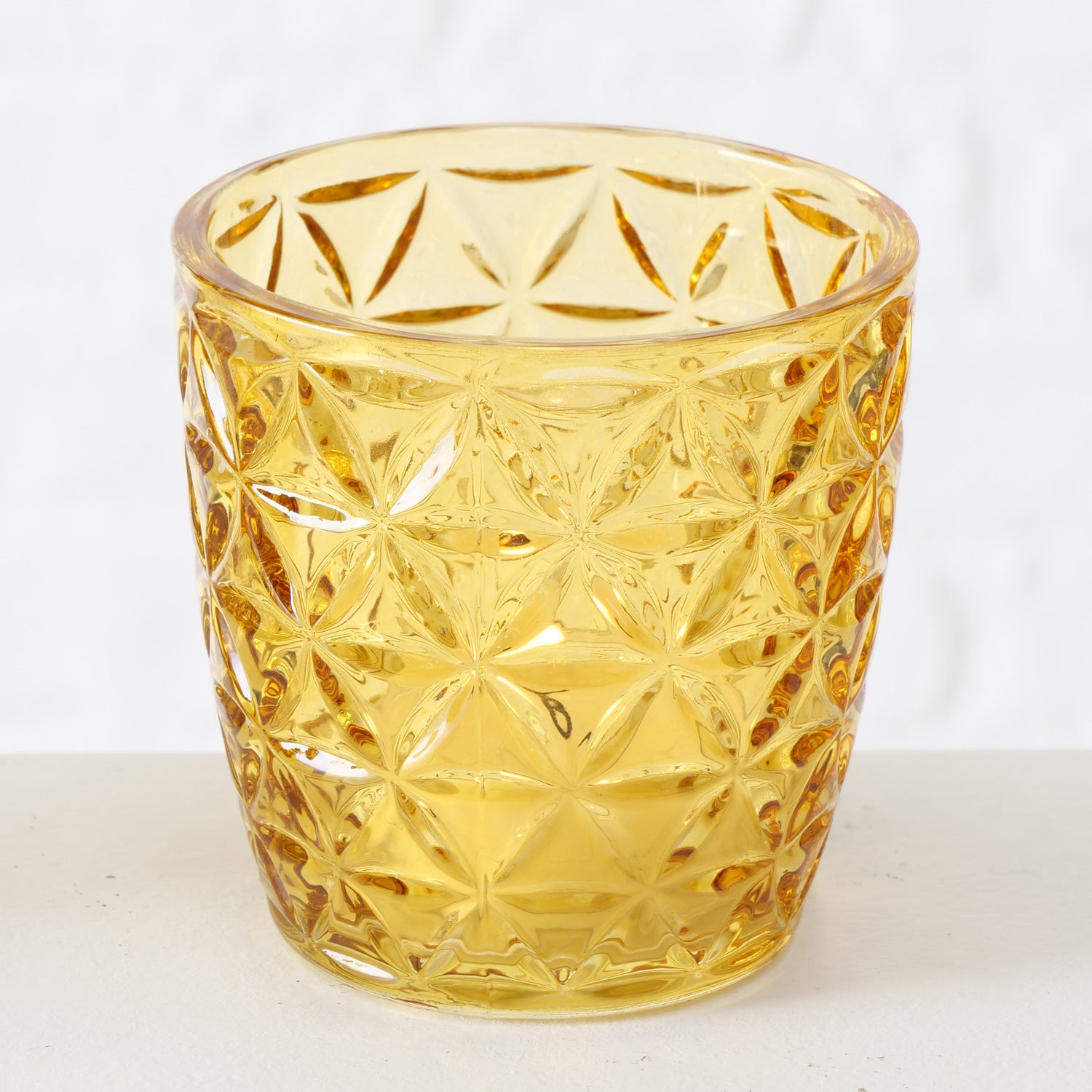 LS-LebenStil Küche & Haushalt Teelichthalter Glas Gelb 7cm 4er Set
