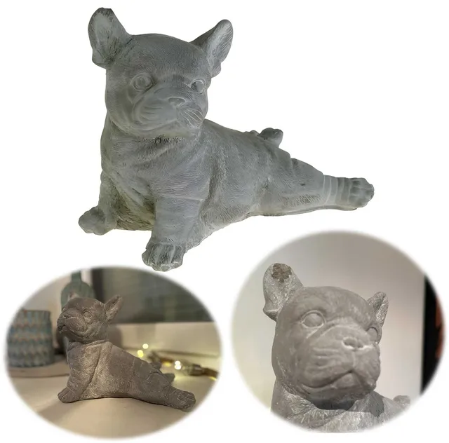 LS-LebenStil Frenchie Bulldogge Figur 20cm Beton Grau Weiß
