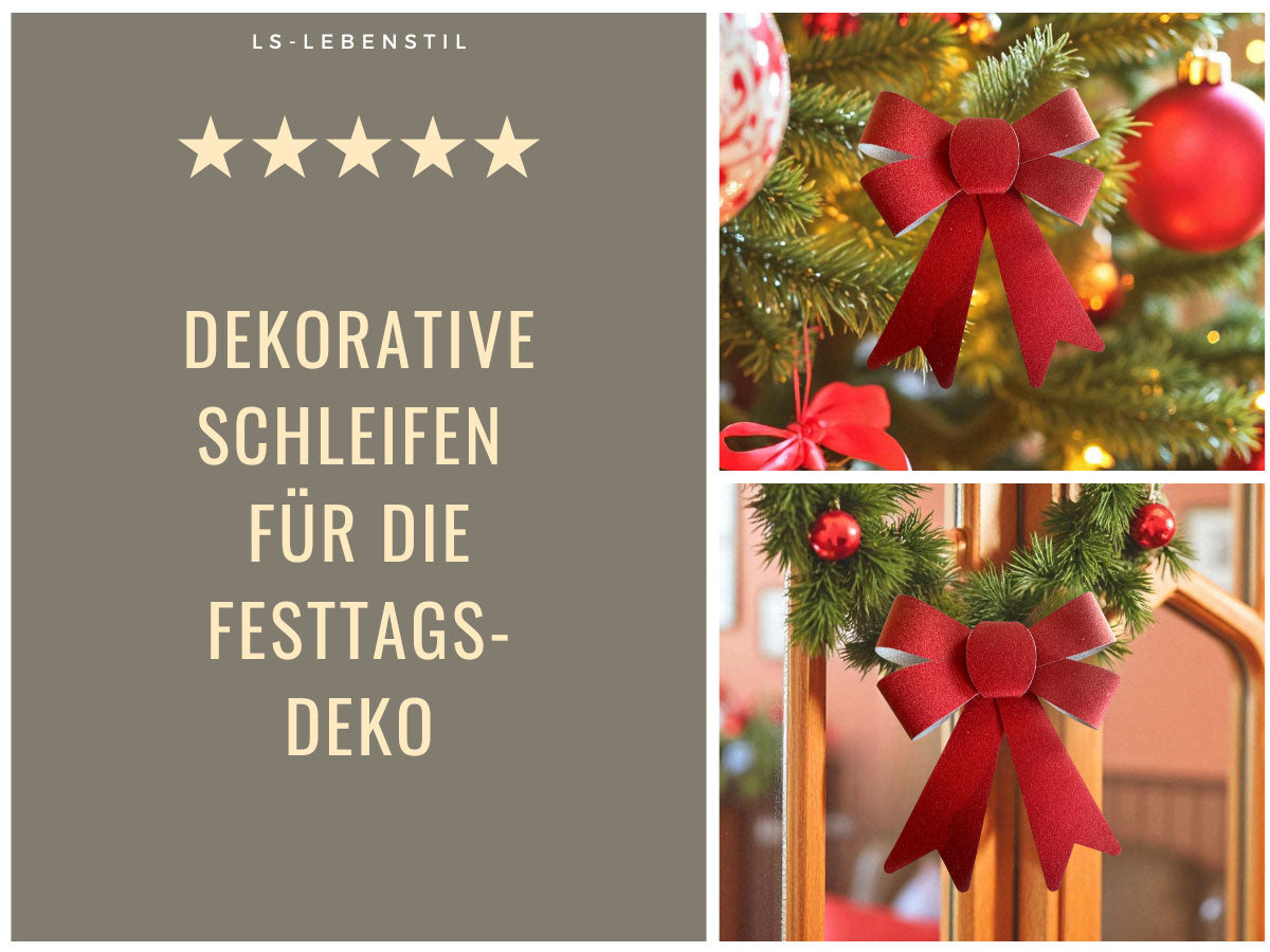 LS-LebenStil Möbel & Wohnen Weihnachtsschleife Rot 17cm 2er Set