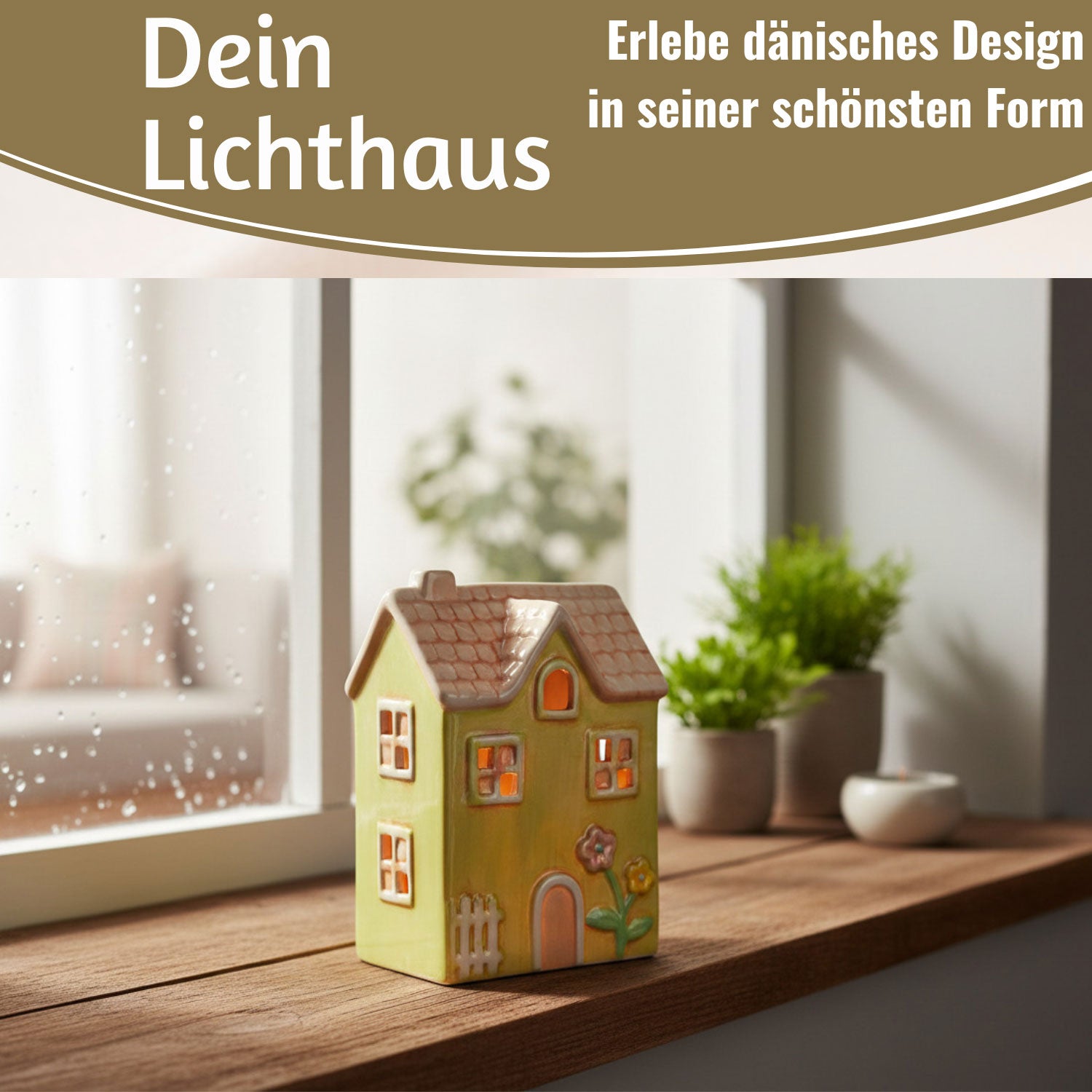 LS-LebenStil Nyhavn Lichthaus Keramik grün 19 cm