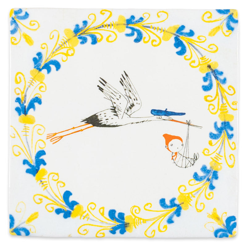Storytiles Delft Blue Hallo kleintje! Baby-Fliese S 10x10 cm