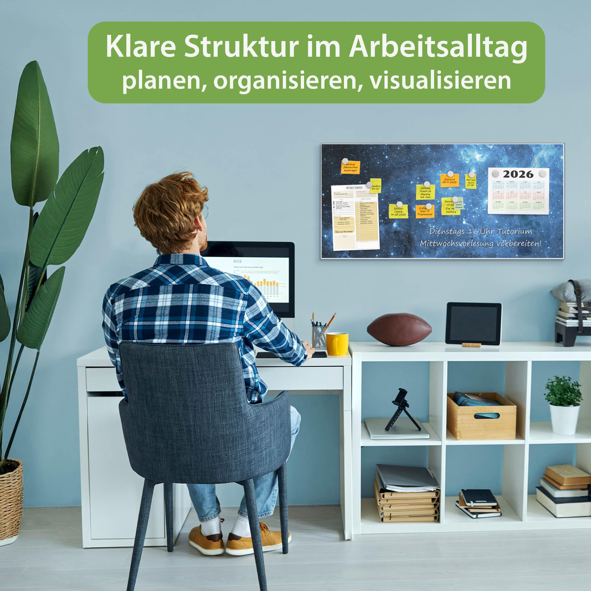 Banjado Magnettafel Universum Magnetwand 78x37cm beschreibbar