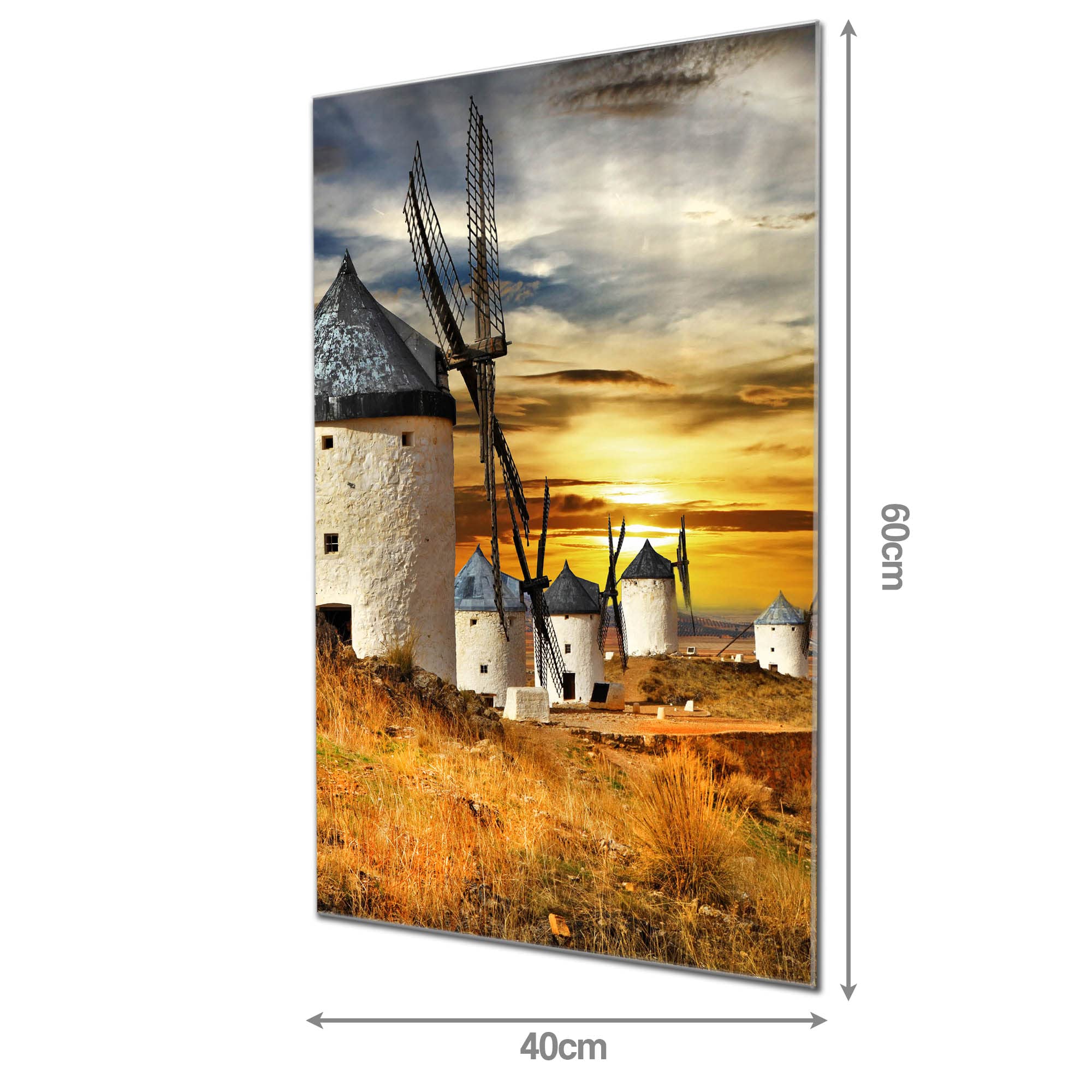 Banjado Magnettafel Glas 60x40cm Spanische Windmühlen