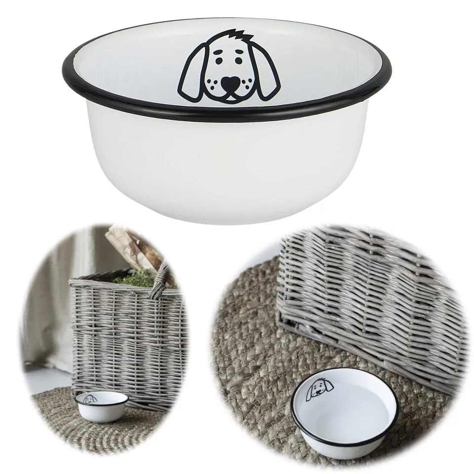 IB Laursen Vintage Fressnapf Hund Emaille Weiß 11x5 cm Hundenapf