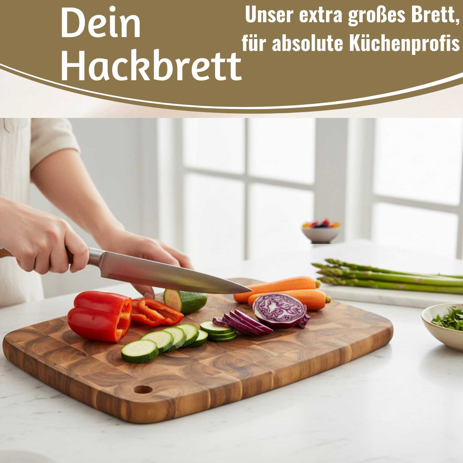 LS-LebenStil Küche & Haushalt Schneidebrett Akazie 40cm Stirnholz