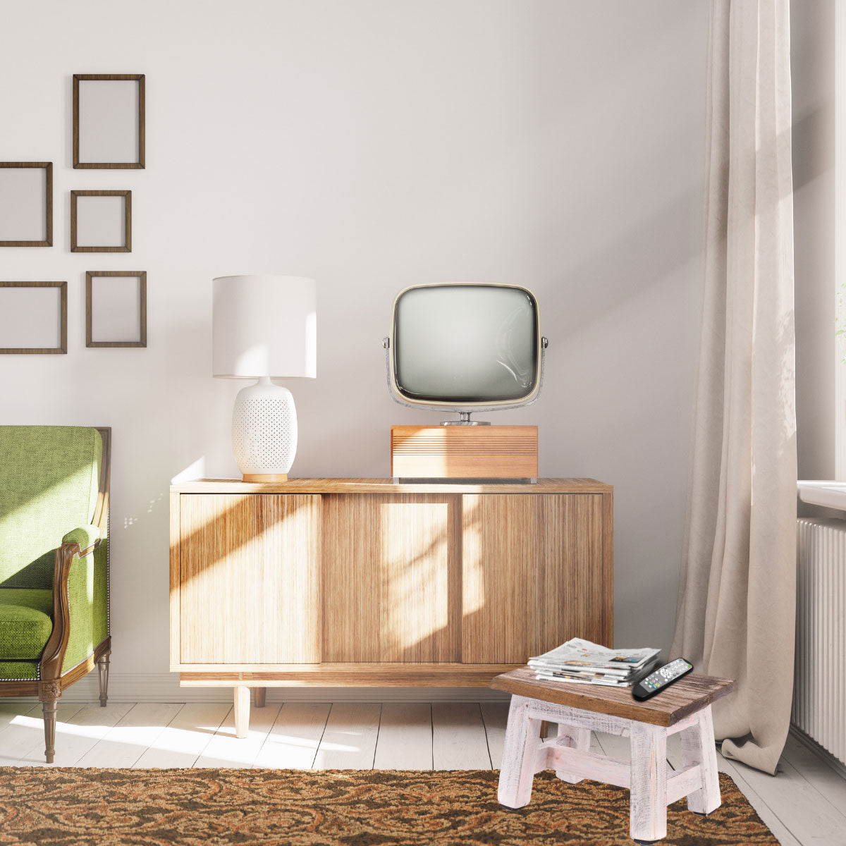 LS-LebenStil Möbel & Wohnen Fußhocker Braun Weiß 30cm Holz