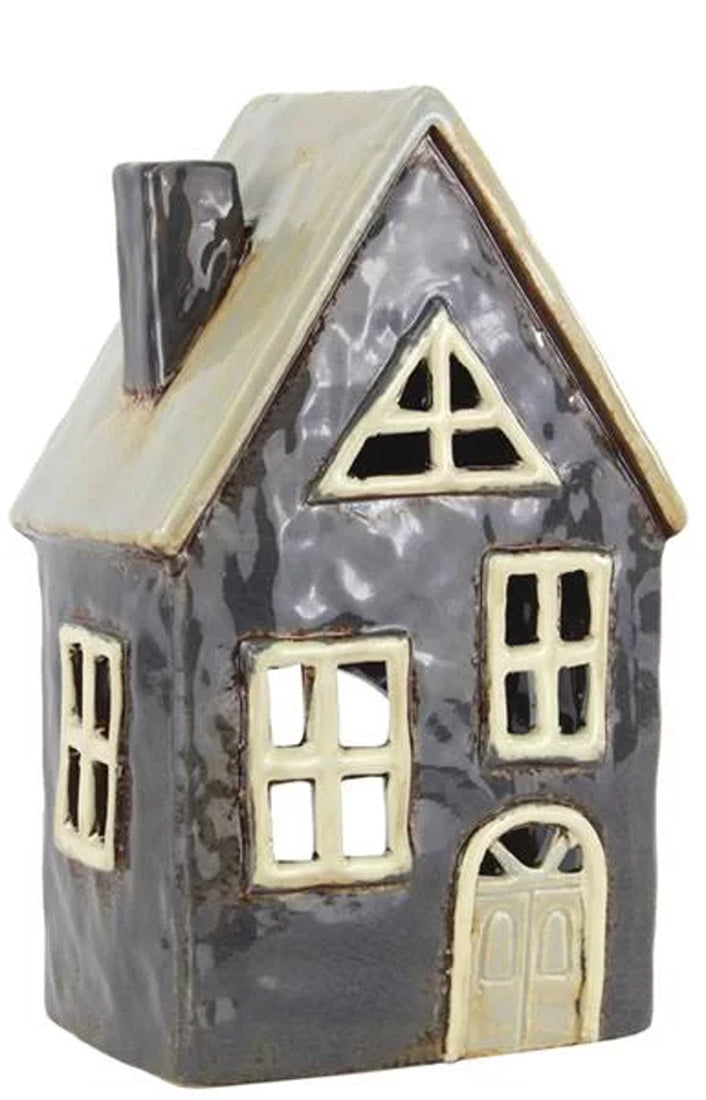 Nyhavn Teelichthaus Fachwerk Blau Keramik 19cm Lichterhaus