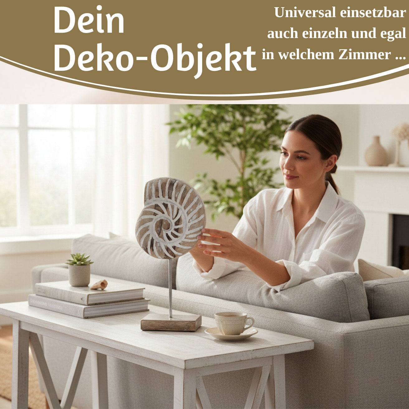 LS-LebenStil Sylt Muscheln Deko Objekt Set 2tlg Mango Holz