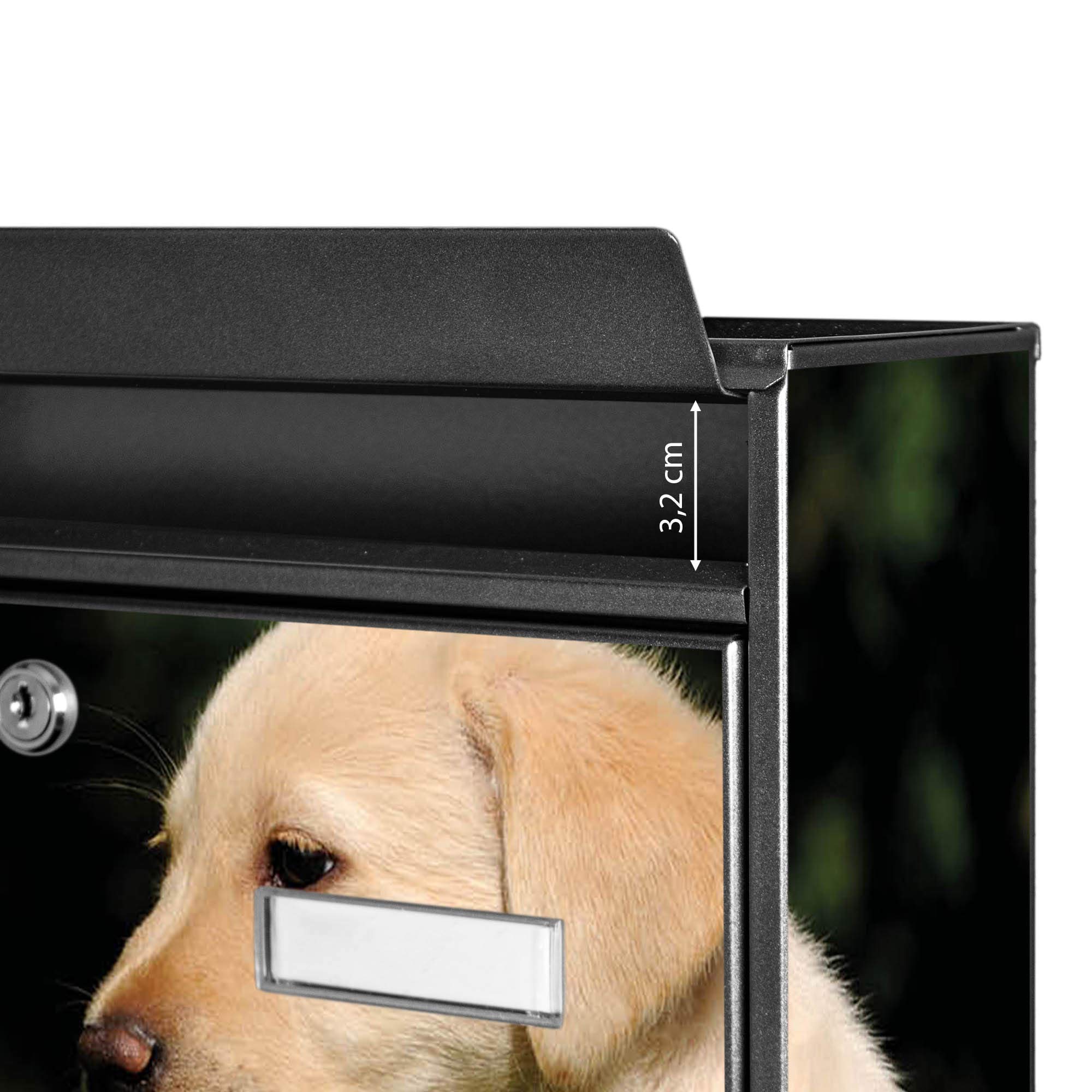 Banjado Briefkasten Labrador Schwarz A4 ohne Zeitungsfach
