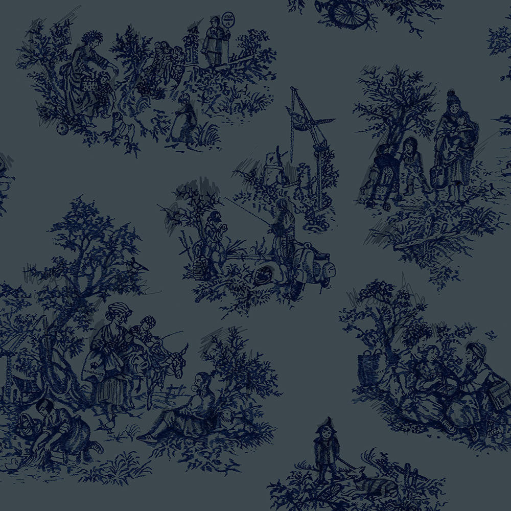 Mineheart Wallpaper Once Upon Our Time Tapete Blau-Grau Vlies