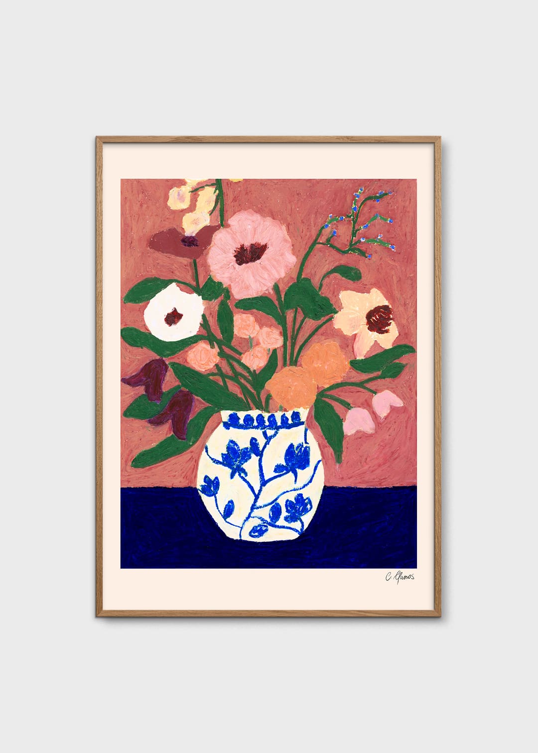 The Poster Club Art Prints Flowers on Blue Table Poster 30x40 cm blau