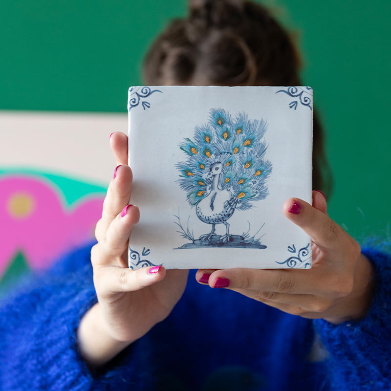 Storytiles Delft Blue Trots Als Een Pauw Wandfliese 10x10 cm