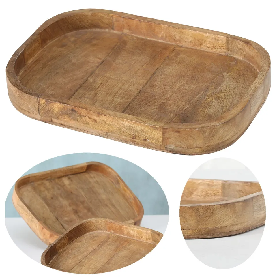 LS-LebenStil Bombay Deko Tablett Mango Braun 38x25cm