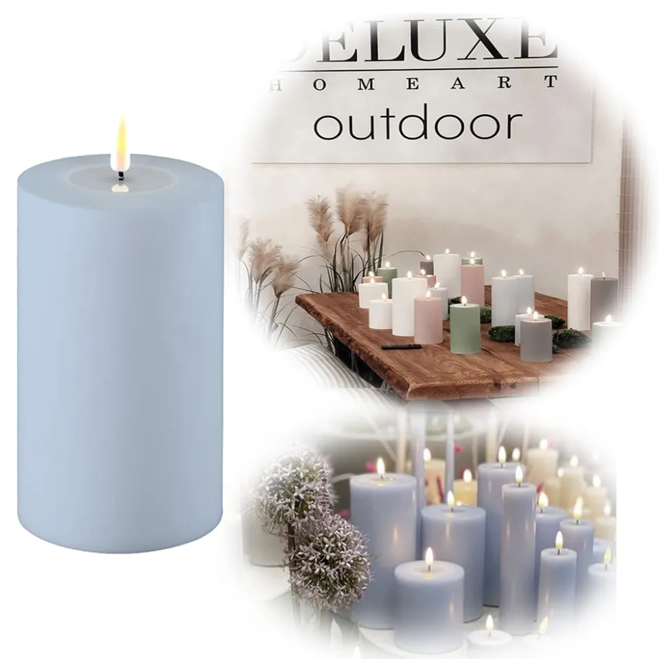 LS-LebenStil Real Flame 3D LED-Kerze Blau 15x10cm Outdoor