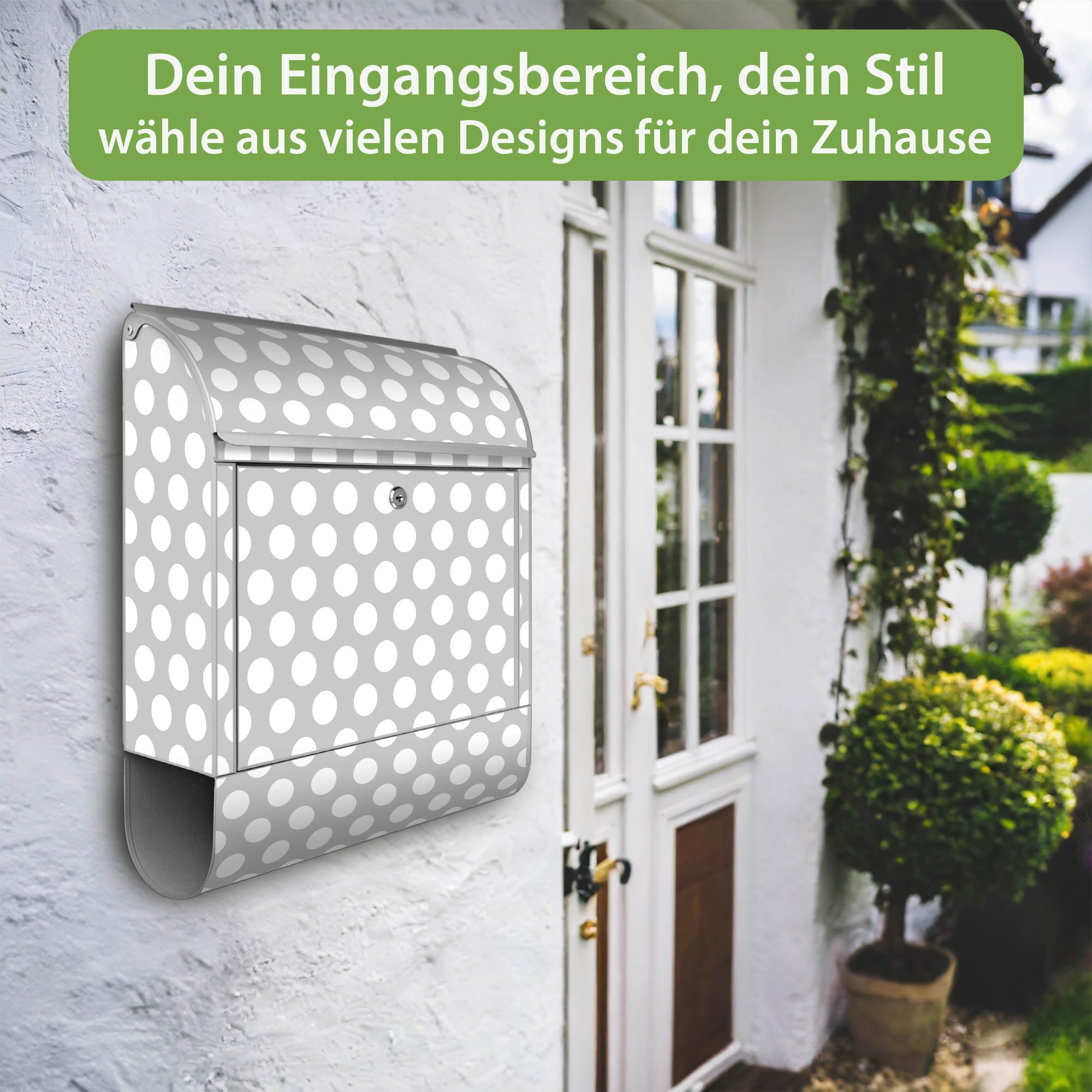 Banjado Briefkasten Punkte Grau Stahl Silber A4