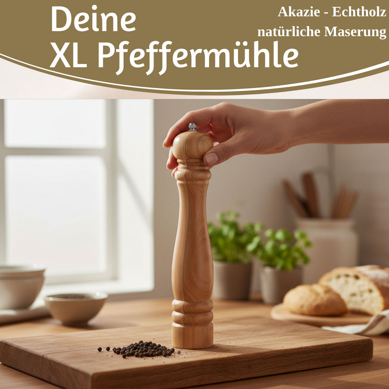 LS-LebenStil Design XL Salzmühle Pfeffermühle Akazie 32cm