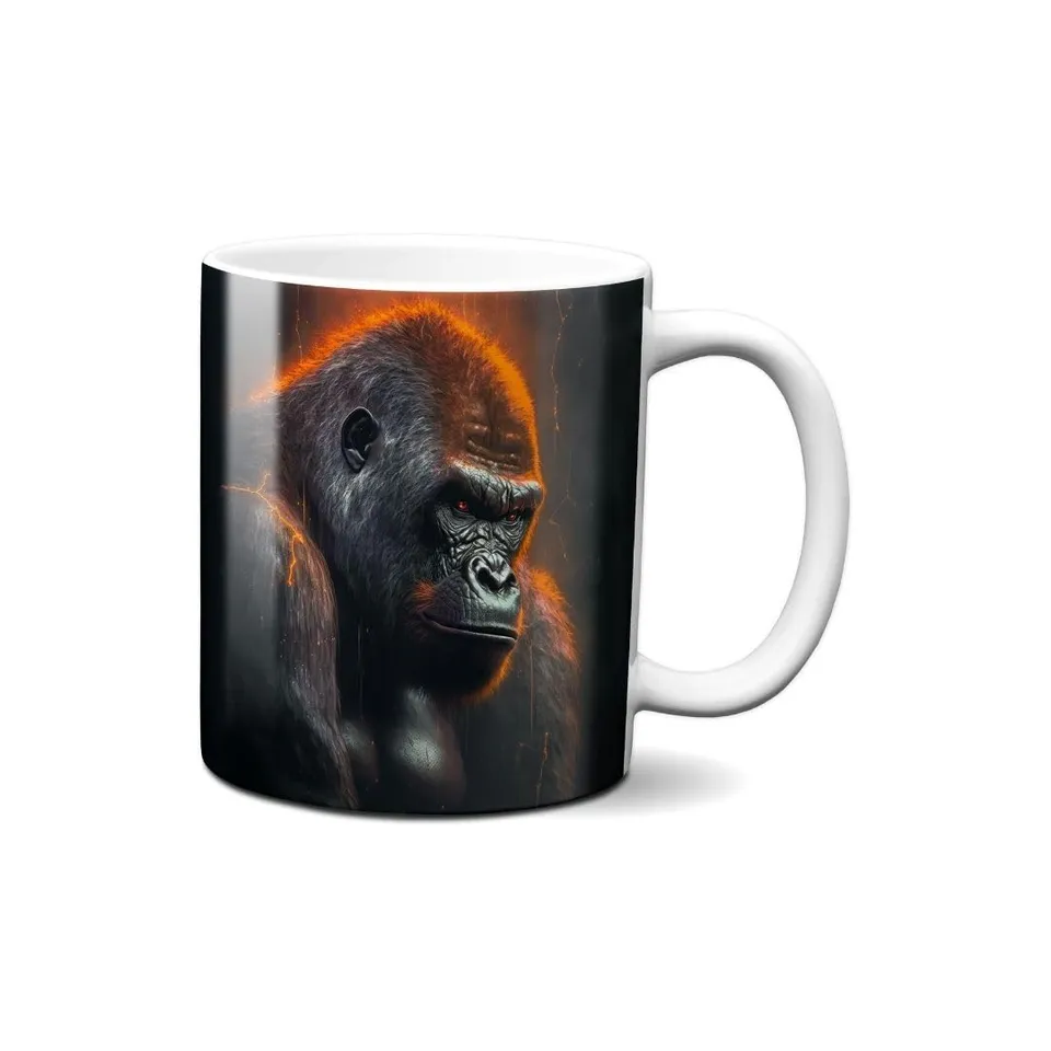 Hustling Sharks Leuchtender Gorilla Tasse 330ml weiß Tiermotiv
