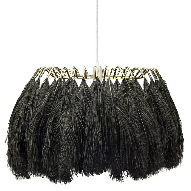 Mineheart Feather Pendelleuchte Schwarz Straußenfedern 70 cm