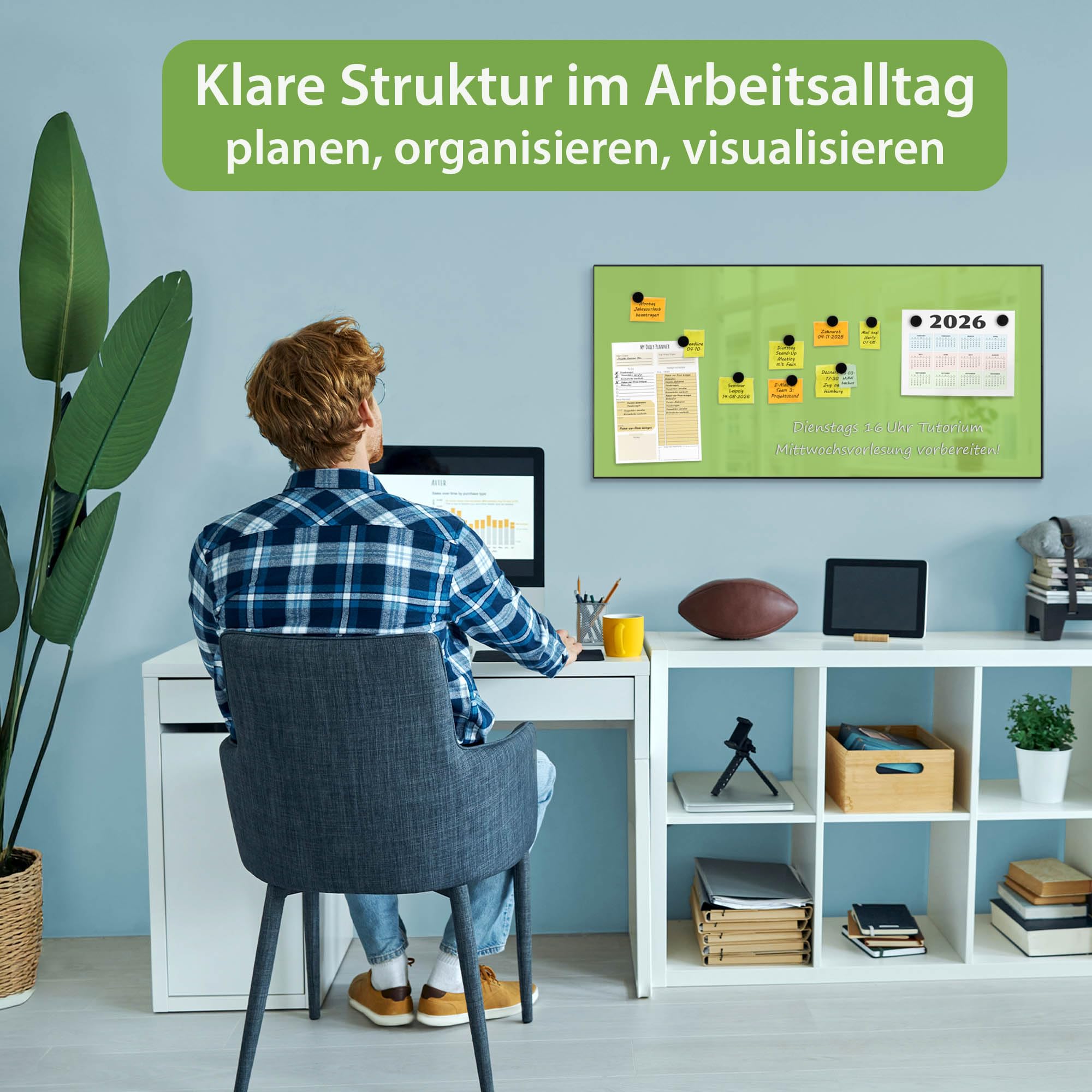Banjado Magnettafel Limettengrün Schwarz 78x37cm beschreibbar