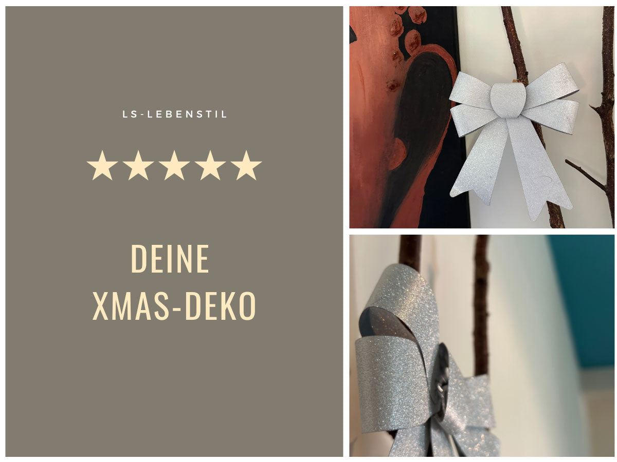 LS-LebenStil Möbel & Wohnen Weihnachtsschleife Silber 17cm 2er