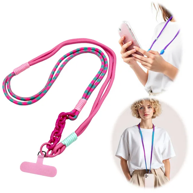 LS-LebenStil Uhren & Schmuck Crossbody Handykette Ibiza Pink Türkis