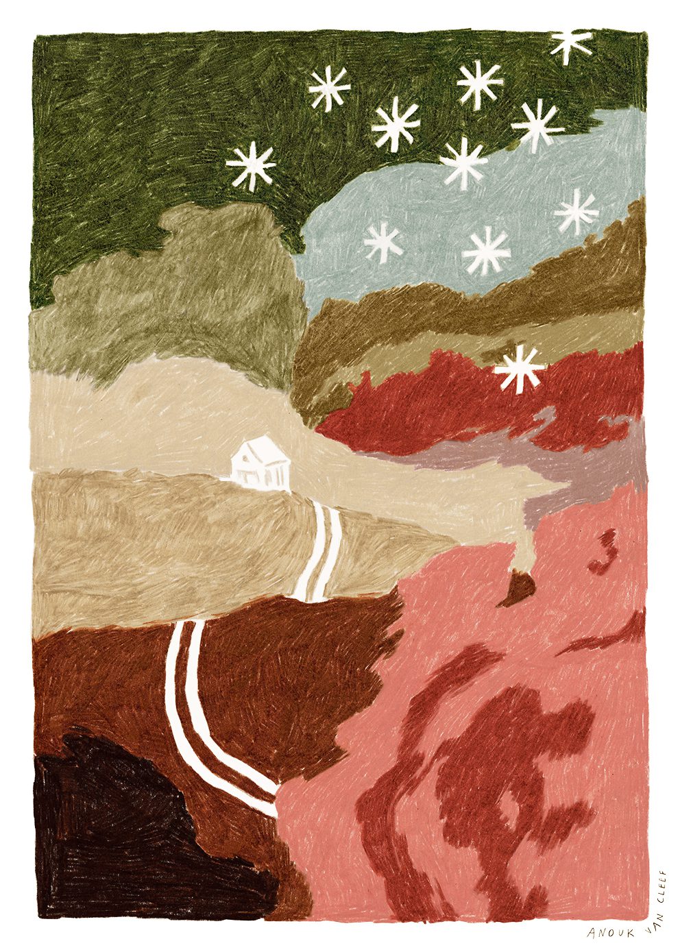 The Poster Club The House and the Hills Poster A4 grün