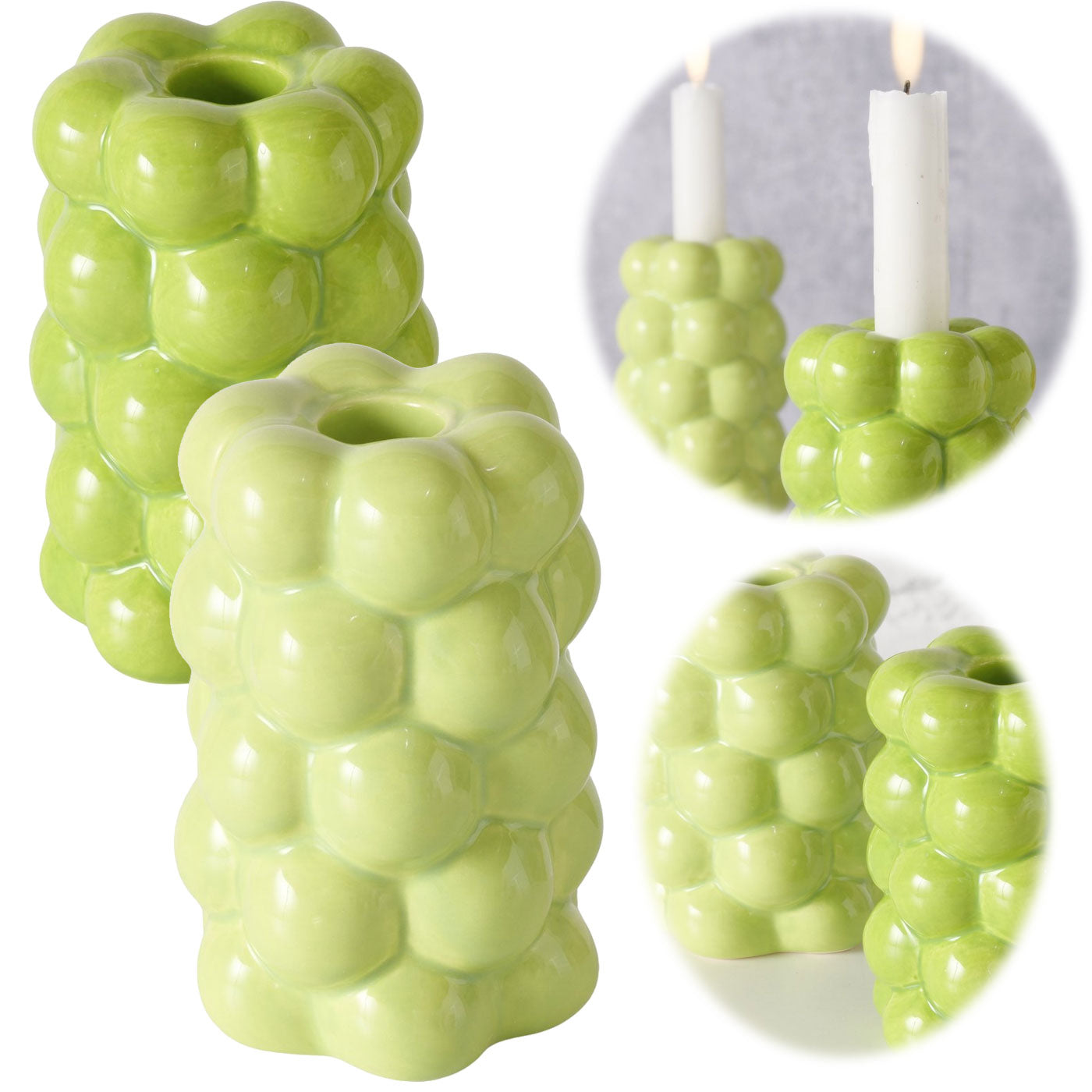 LS-LebenStil Las Veduras Kerzenständer Grün 12cm 2er Set