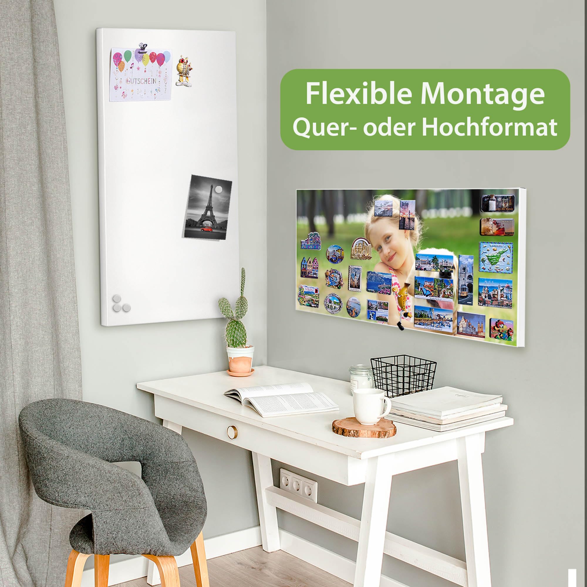 Banjado Magnettafel Wunschmotiv Magnetboard Weiß 78x37 cm