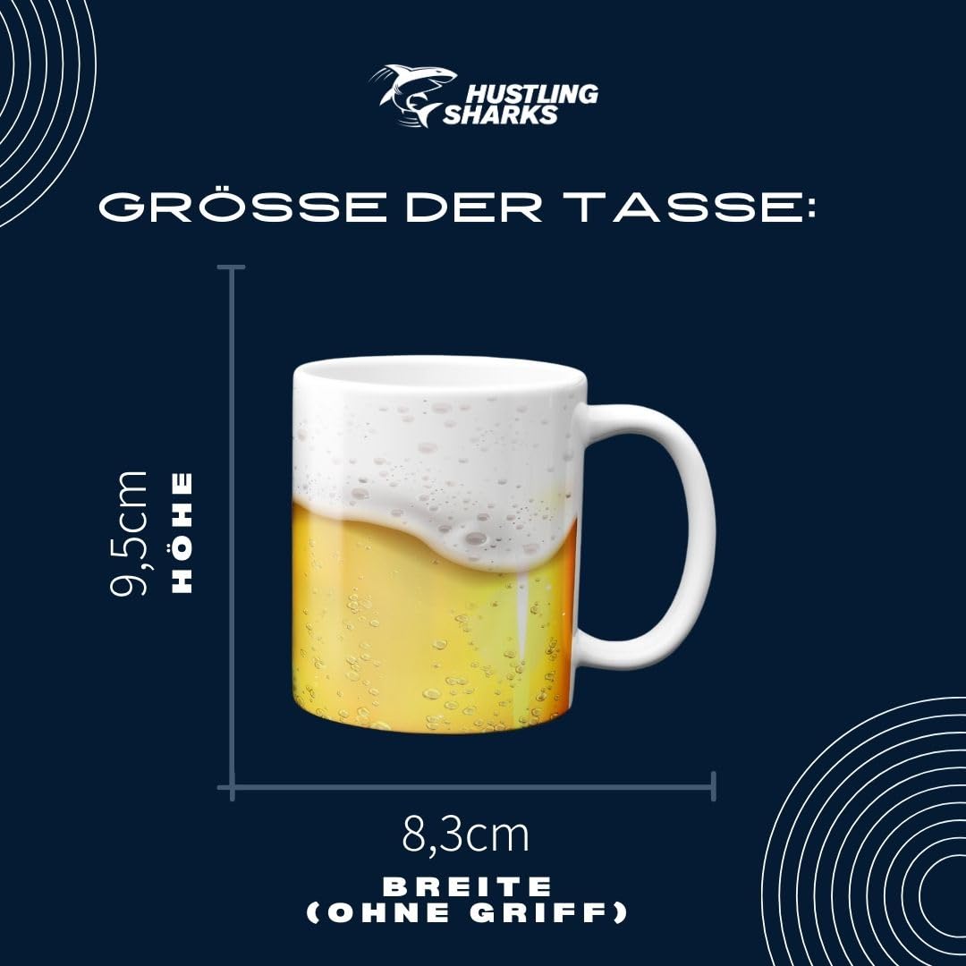 Hustling Sharks Männertasse Biermotiv 330ml Keramik Weiß