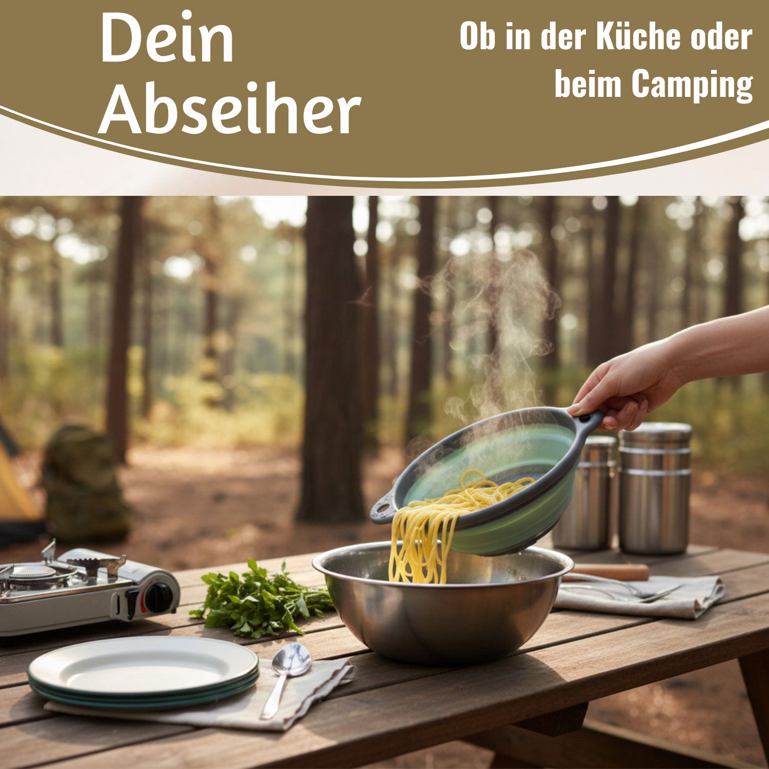 LS-LebenStil Abtropfsieb Faltbar 23cm Rund Nudelsieb Camping