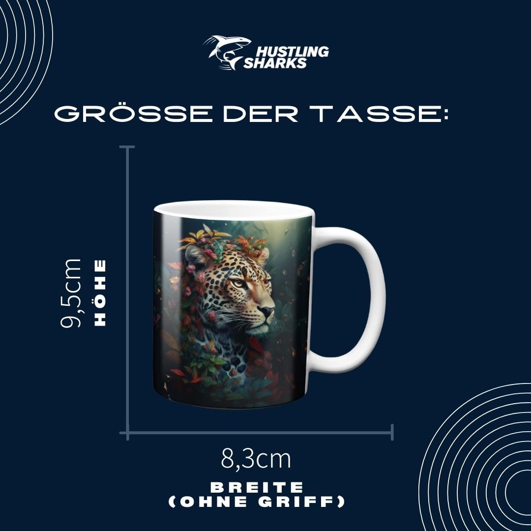 Hustling Sharks Wandbilder Tiger mit Blumen Tasse 330ml weiß Keramik