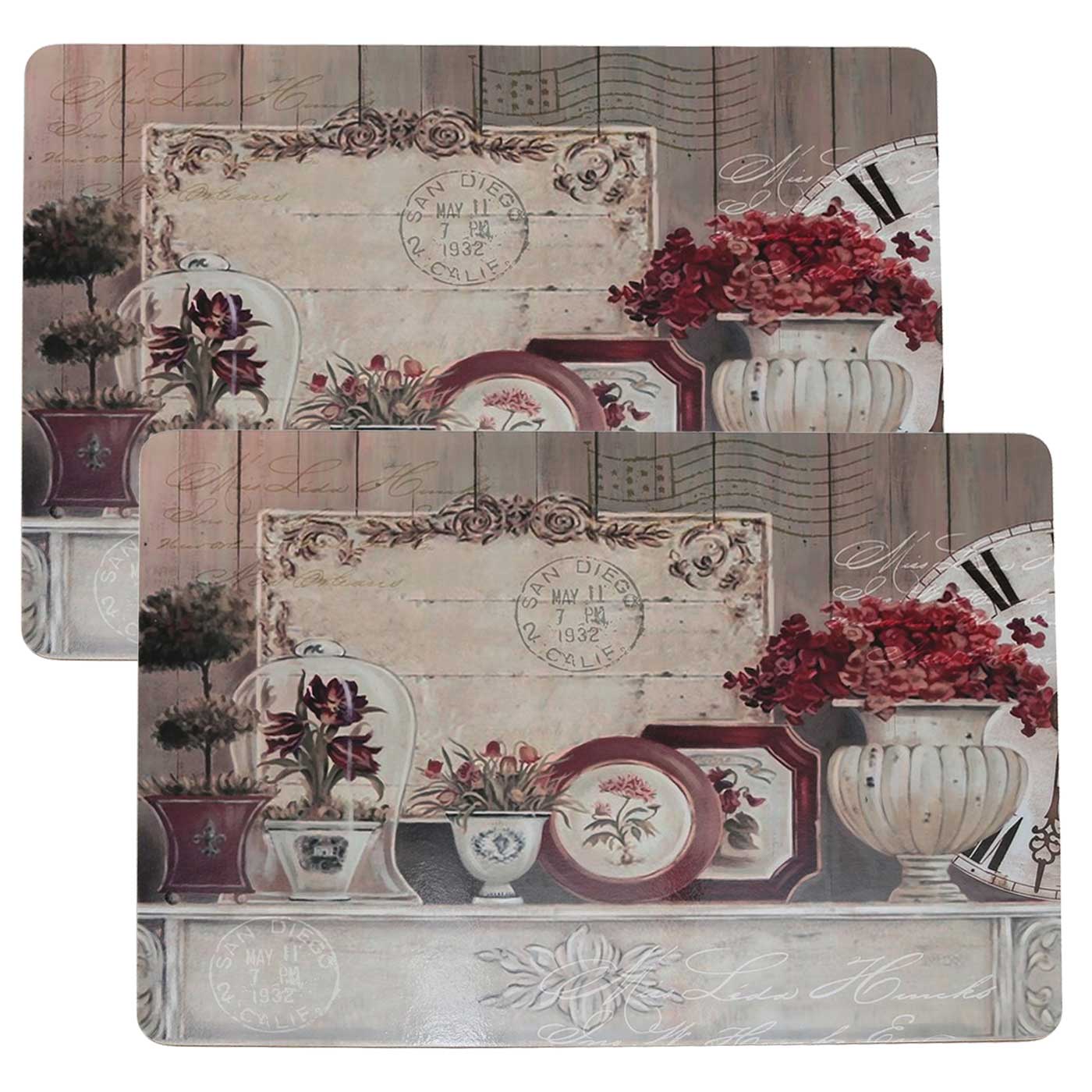 LS-LebenStil Küche & Haushalt Tischset Vintage Blumen 40x30 cm 2er