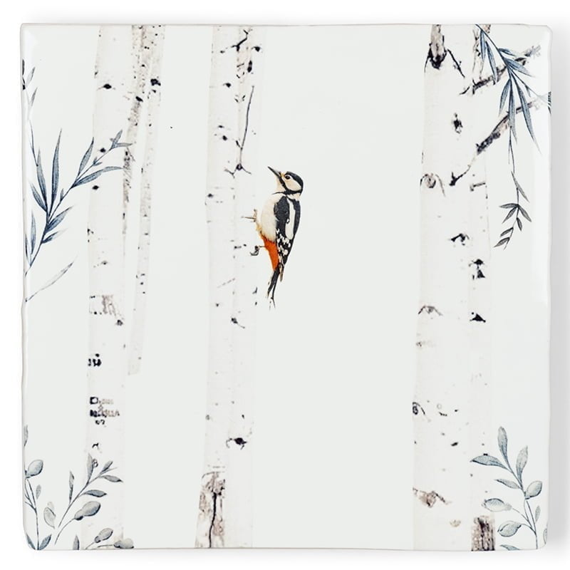 Storytiles Delft blue Hoog in de bomen Fliese S 10x10 cm Specht