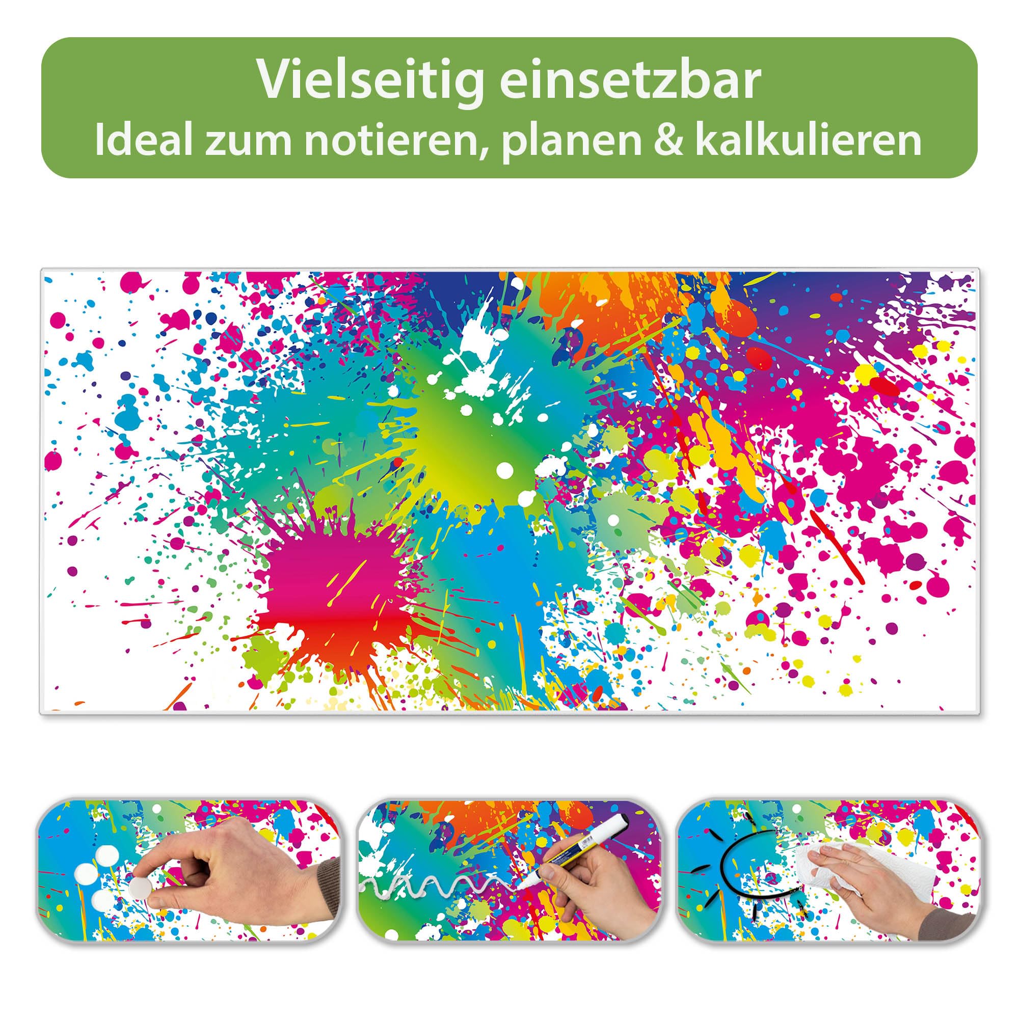 Banjado Magnettafel Farbspritzer Magnettafel 78x37 cm