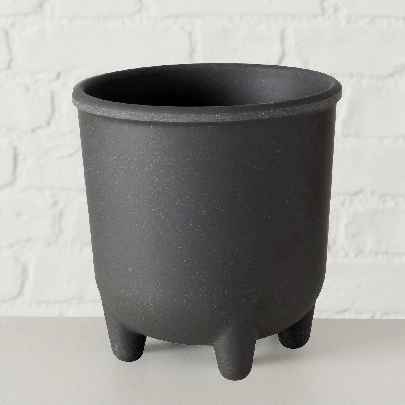 LS-LebenStil List Pflanztopf 2er Set grau rund 13-16 cm Kunstharz