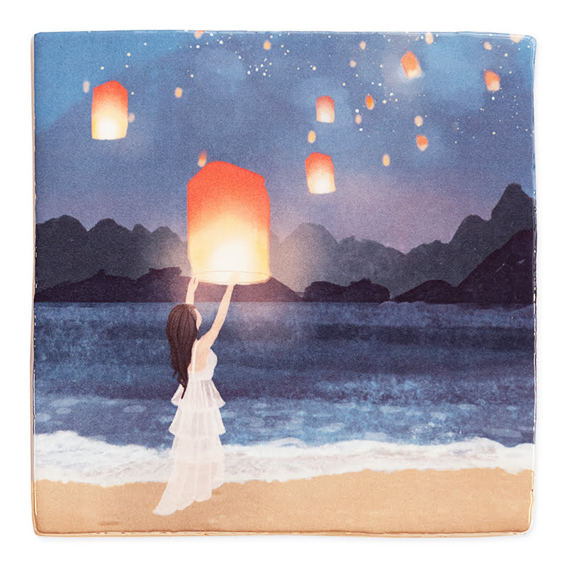 Storytiles Delft Blue Making Memories Wandfliese S 10x10 cm Wunschballon