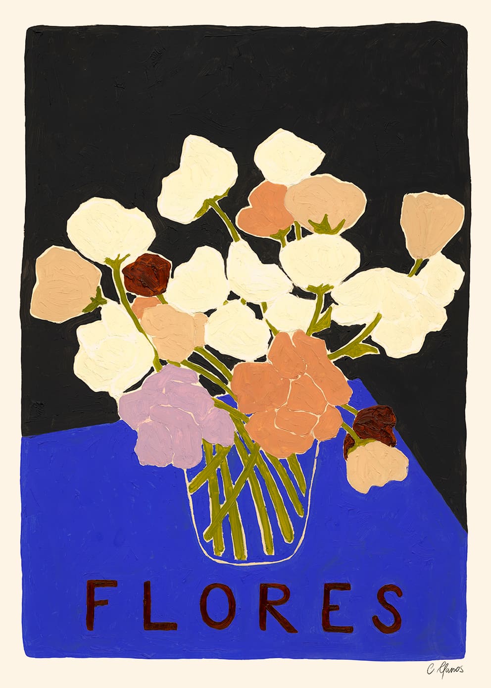 The Poster Club Art Prints Flores Poster A4 floral blau
