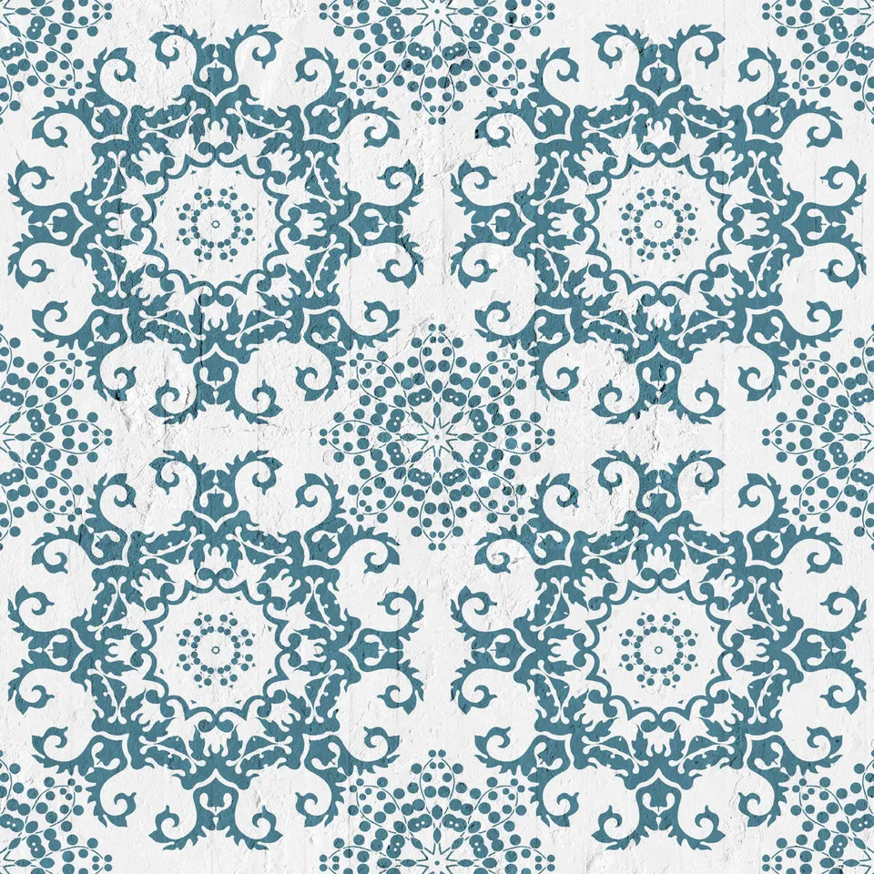 Mineheart Geometric Damask Tapete Petrol Muster A3