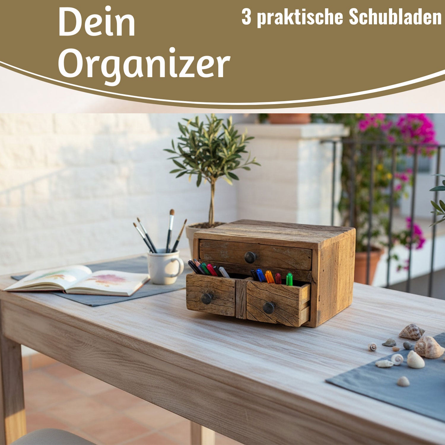 LS-LebenStil Möbel & Wohnen Aufbewahrungsbox Dehli Holz 30cm braun