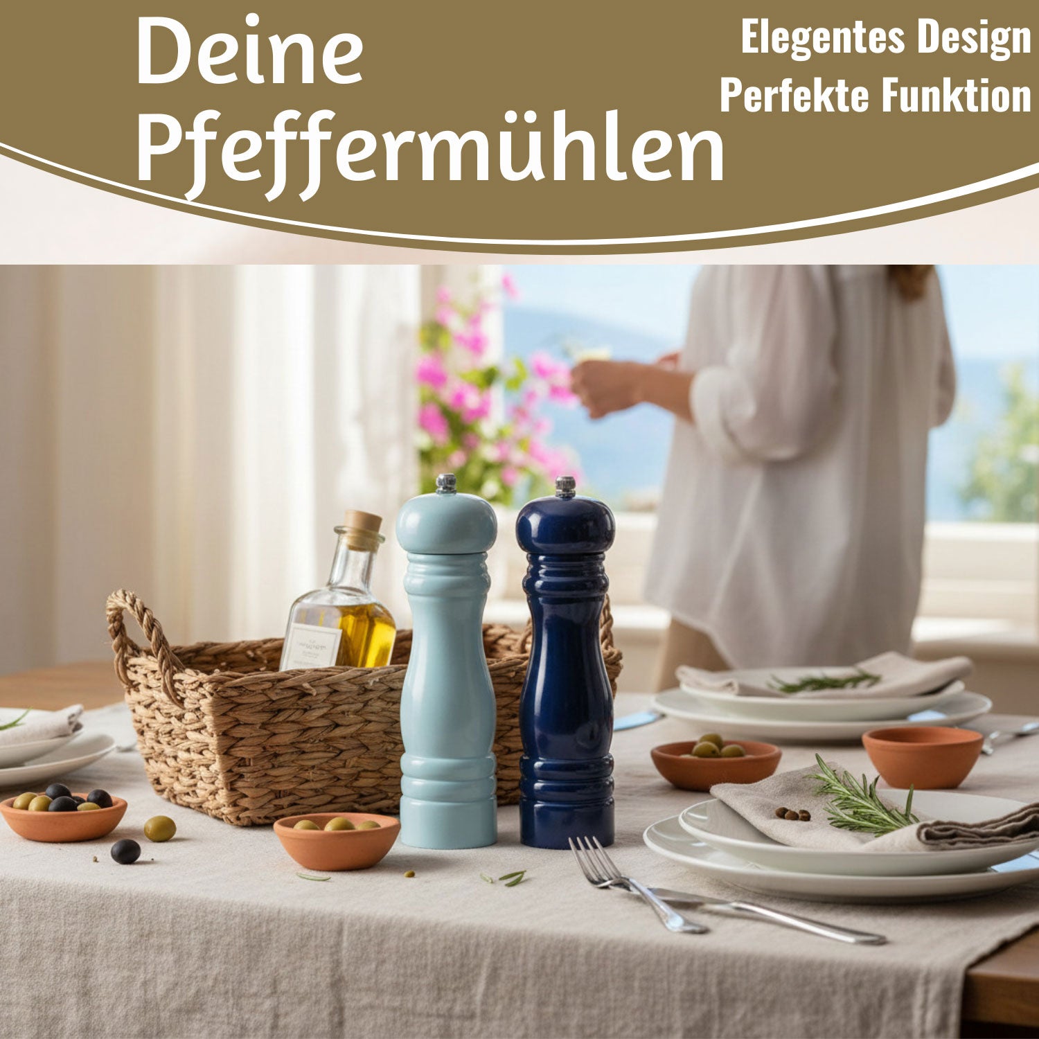 Ib Laursen Salz & Pfeffermühle Set Blau 21cm Holz