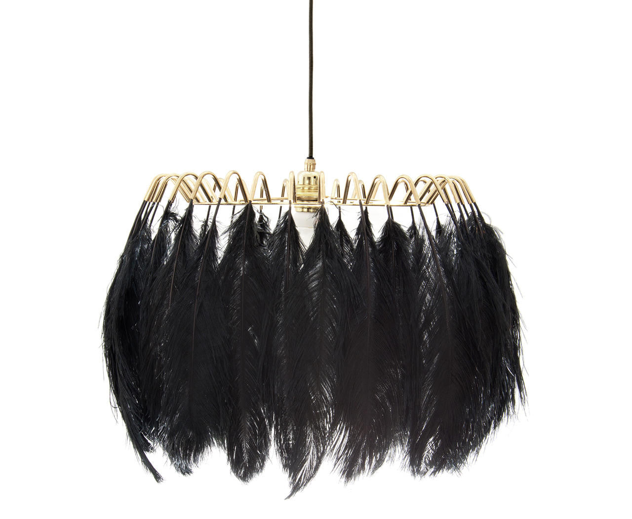 Mineheart Feather Pendelleuchte Schwarz Straußenfedern 70 cm