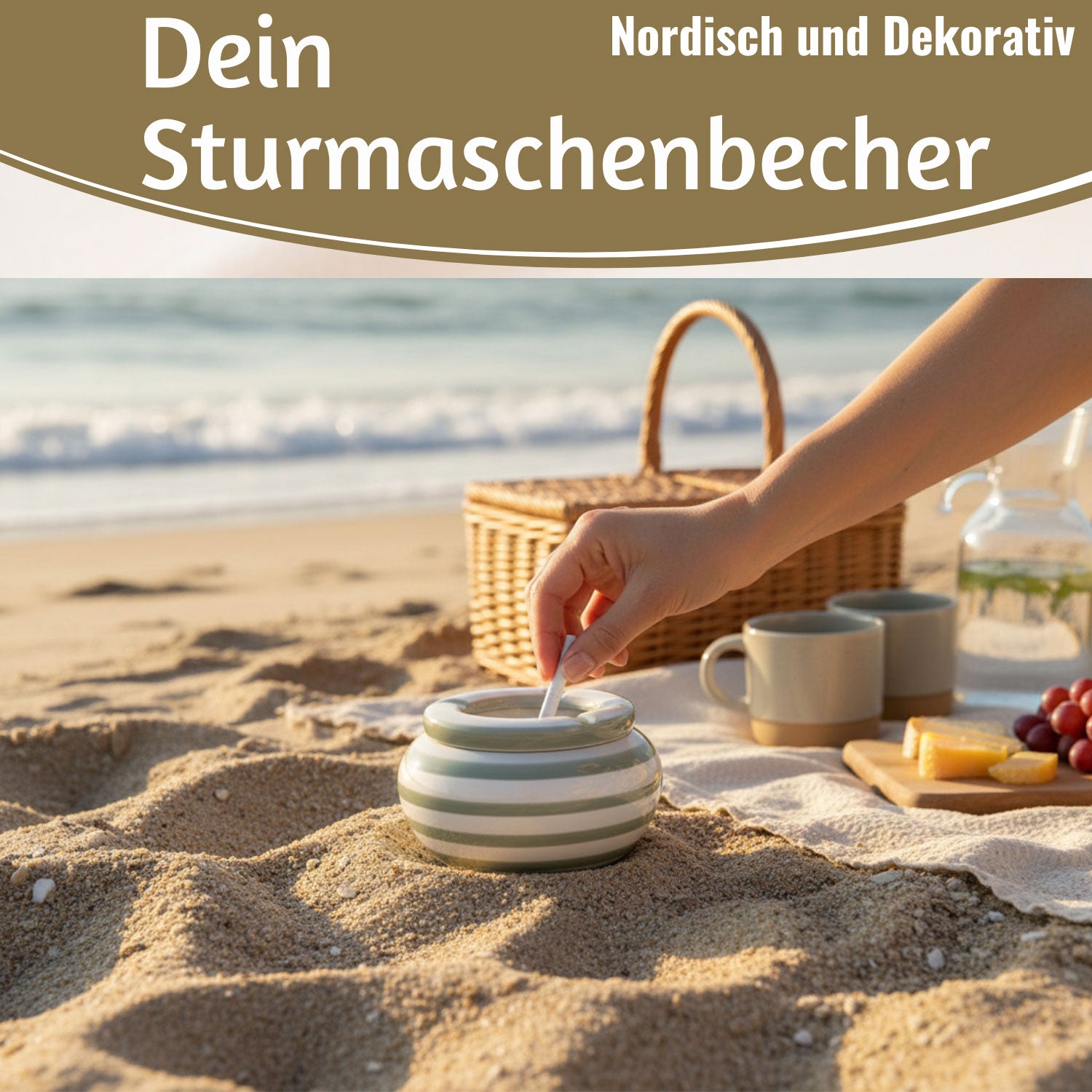 LS-LebenStil XL Sturmaschenbecher Grau Weiß 14x9cm