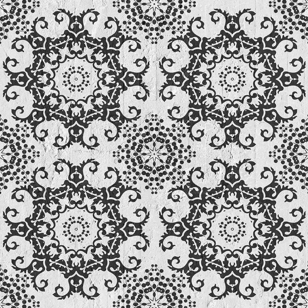 Mineheart Black Geometric Damask Tapete schwarz Vlies