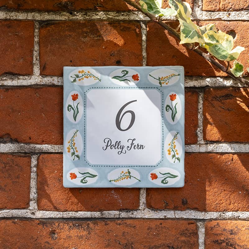 Storytiles Delft Blue Garden Flowers Hausnummer 10x10 cm Blumen