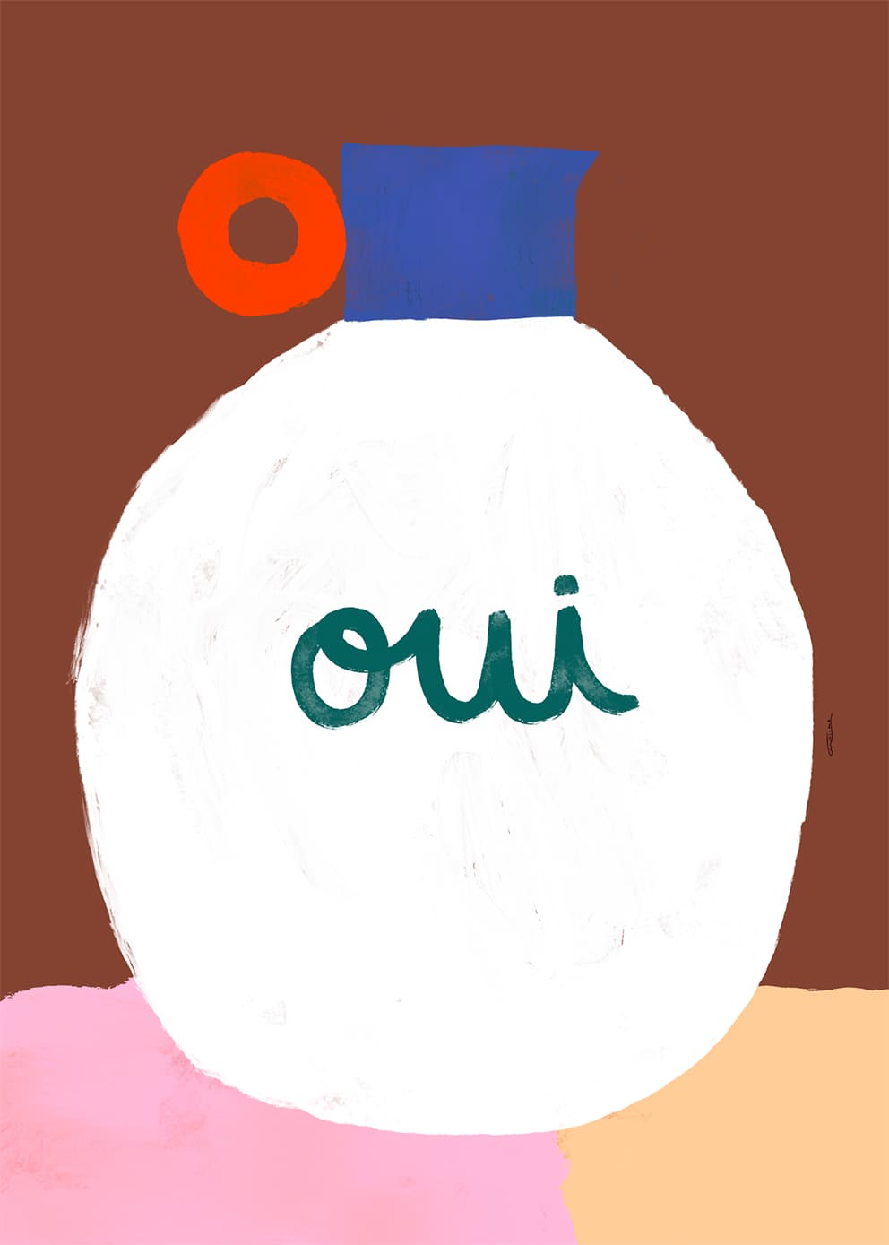 The Poster Club Art Prints Vase Oui Leinwand 30x40 cm beige