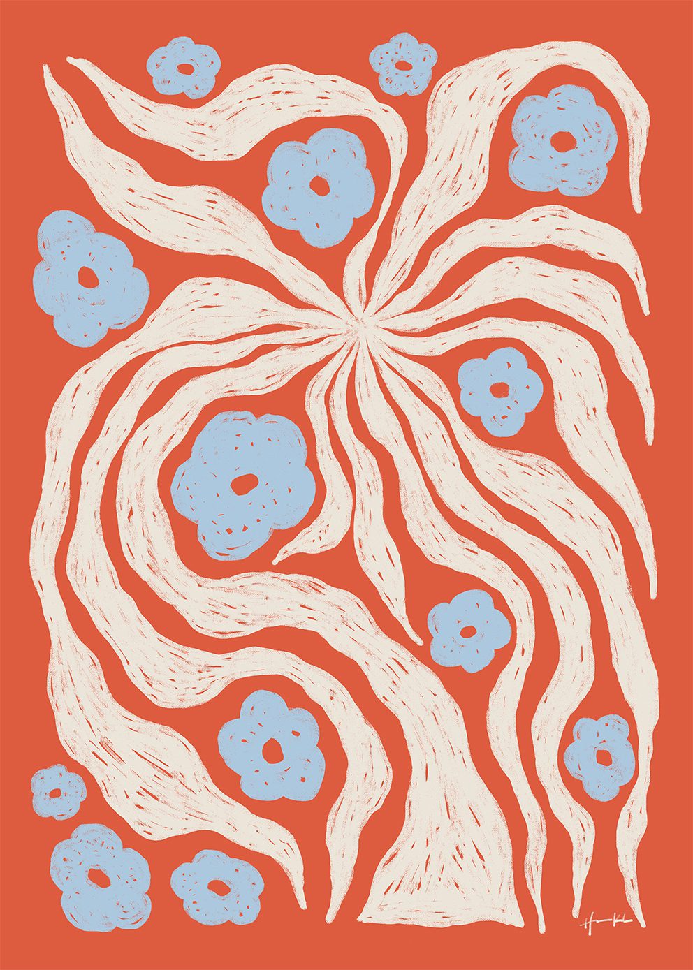 The Poster Club Misty Poster 30x40 cm botanisch blau