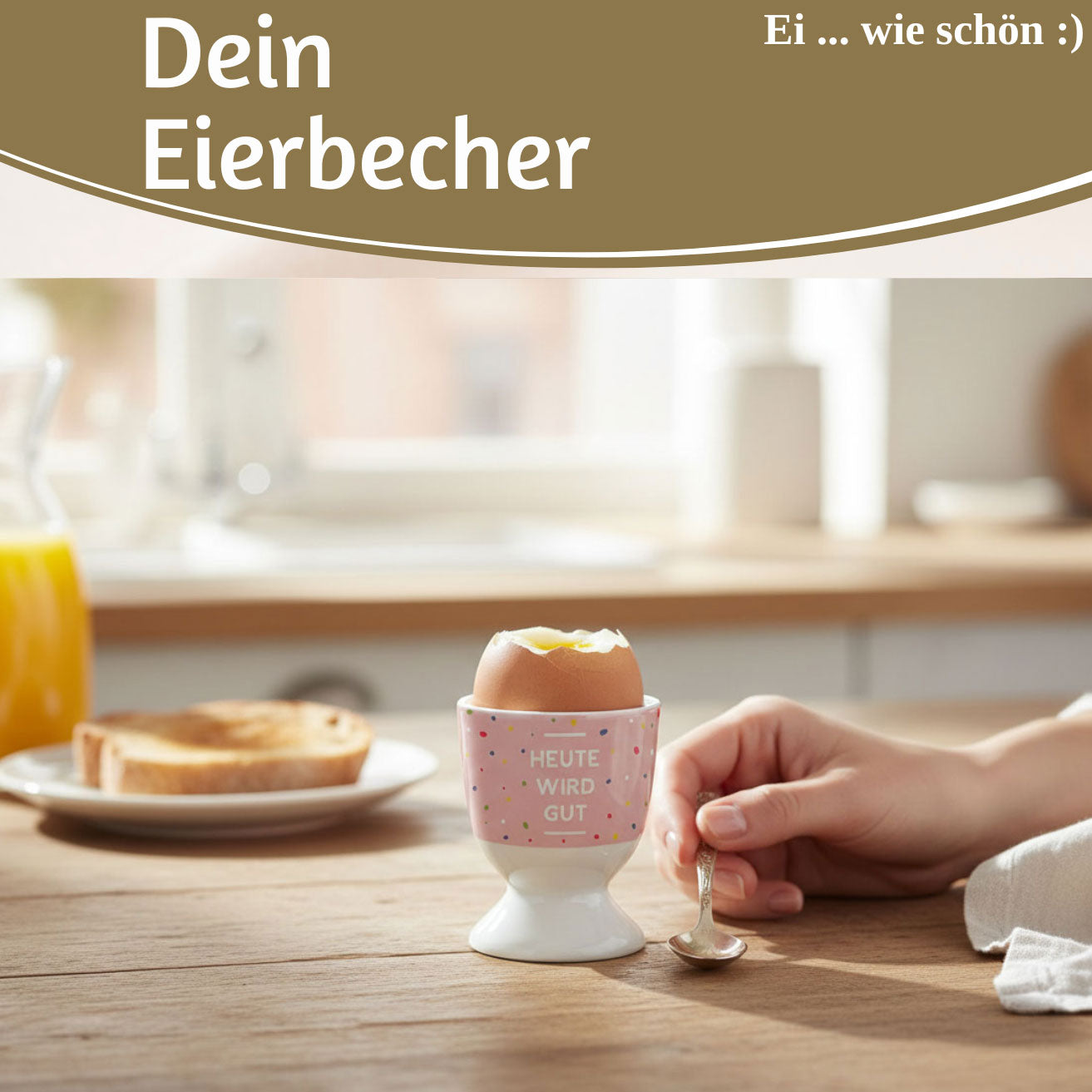 LS-LebenStil Küche & Haushalt Eierbecher Porzellan Heute wird gut
