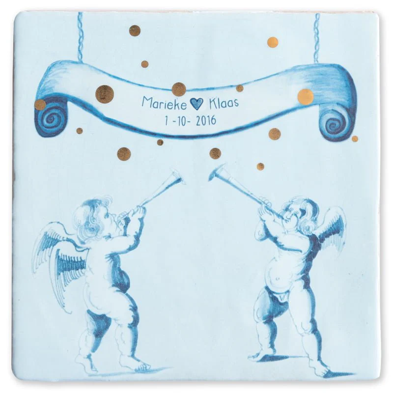 Storytiles Delft Blue La grande festa - liefde Fliese 10x10 cm Gold