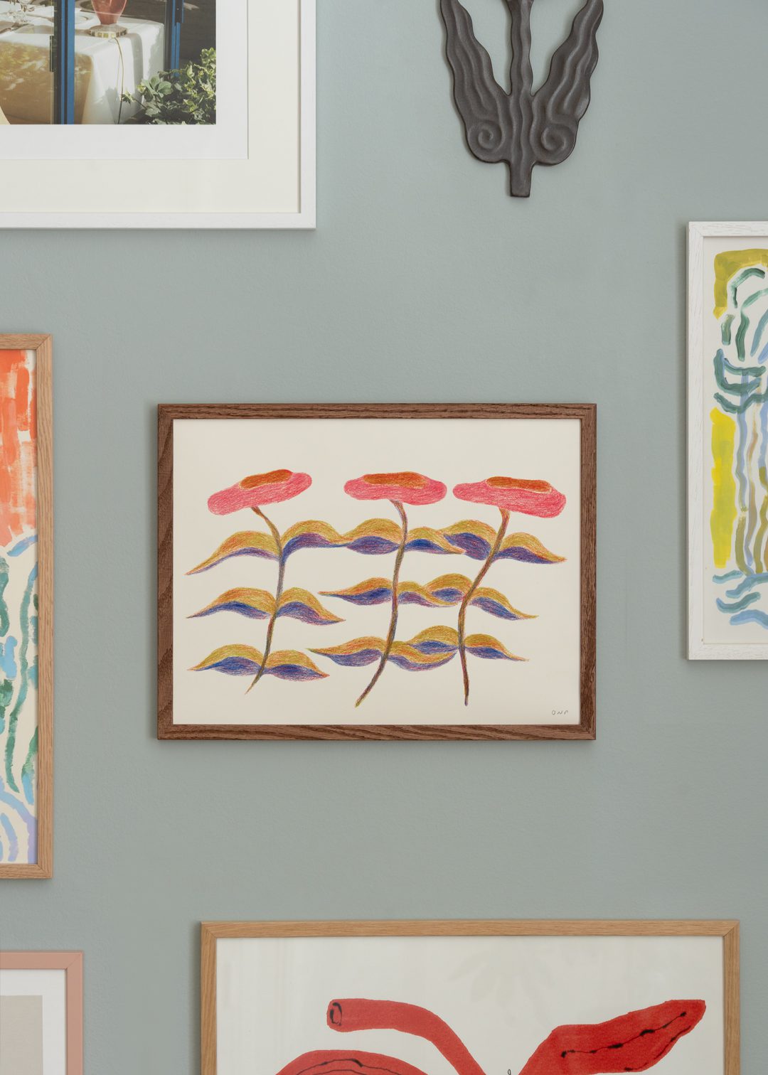 The Poster Club Three Flowers Kunstdruck 30x40 cm blau